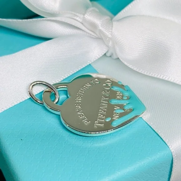 Tiffany & Co. RTT Enamel Splash Heart NWT 925 silver Tiffany Blue RETIRED - Picture 3 of 9
